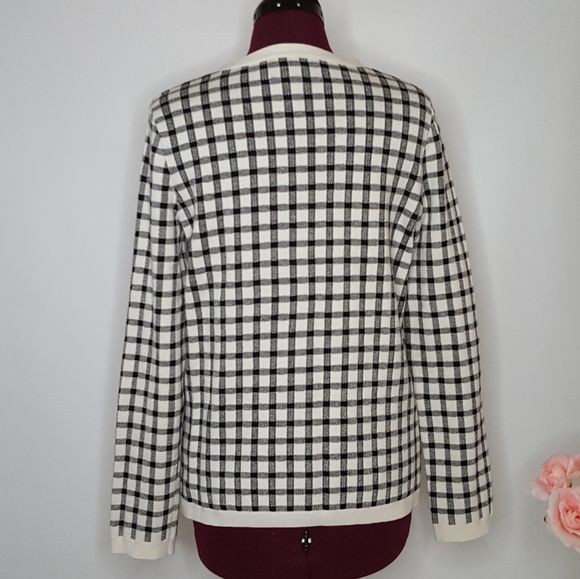 Jones New York Signature Pullover Black White Gingham Check Top Women's Size L - Picture 6 of 13